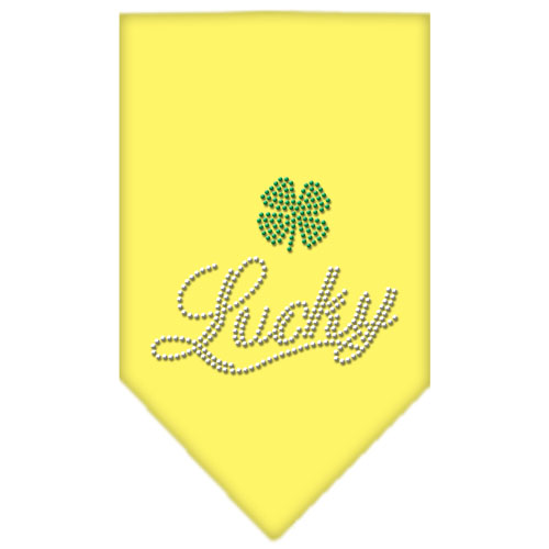 Lucky Script Rhinestone Bandana Yellow Large